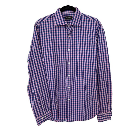 Esquire Dress Shirt Size 15 1/2 34/35 Button Front Long Sleeve Checkered Career - Picture 1 of 9